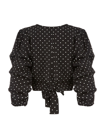 Crop top à pois - noir - 2
