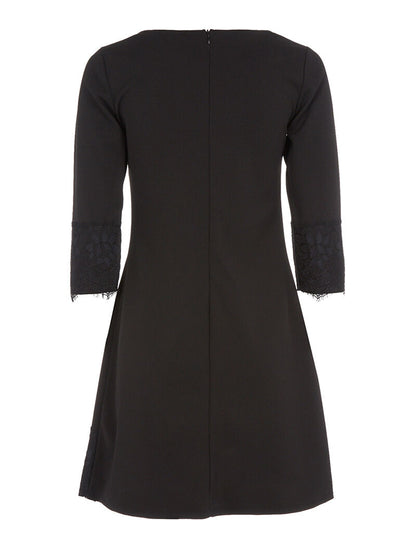 Robe ample bord dentelle - noir - 2