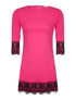 Robe ample bord dentelle - fushia - 1