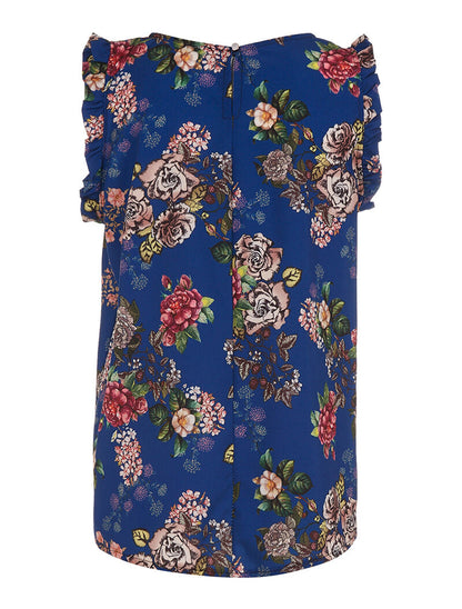 Top satin imprimé - bleu - 2