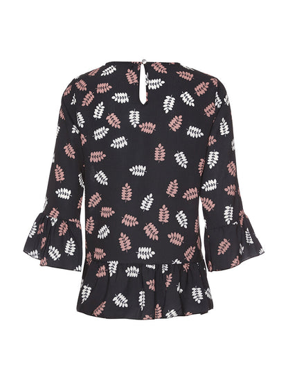 Blouse feuille de fougère - noir - 2