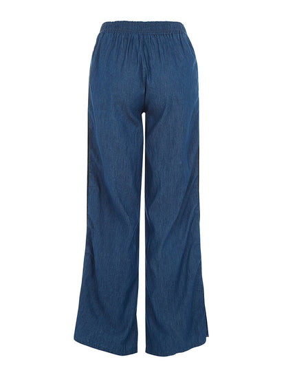 Pantalon liseré boutonné - denim - 5