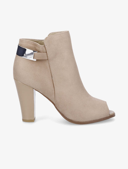 Bottines en suédine à bouts ouverts - Taupe - 5