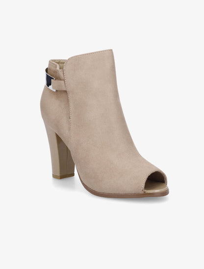 Bottines en suédine à bouts ouverts - Taupe - 2