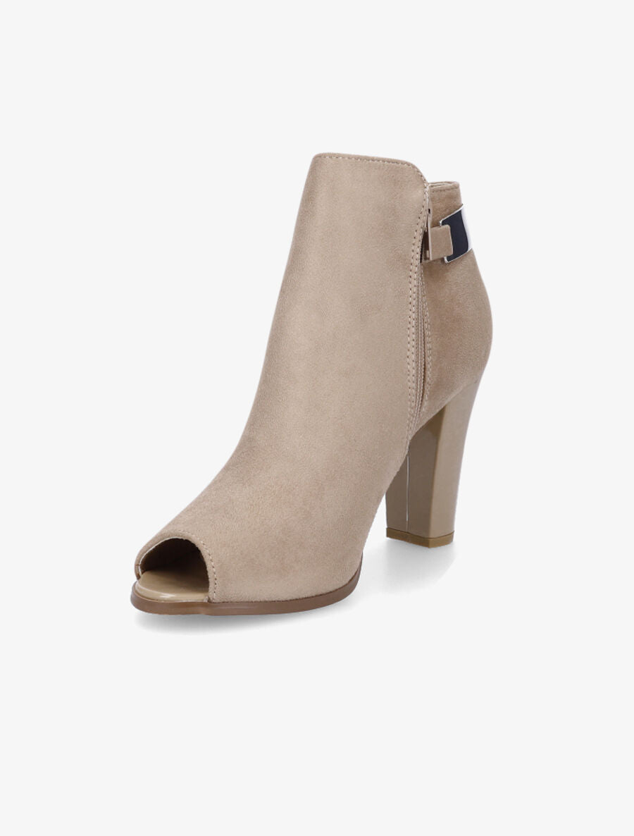 Bottines en suédine à bouts ouverts - Taupe - 3