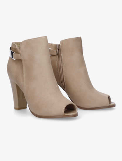 Bottines en suédine à bouts ouverts - Taupe - 4