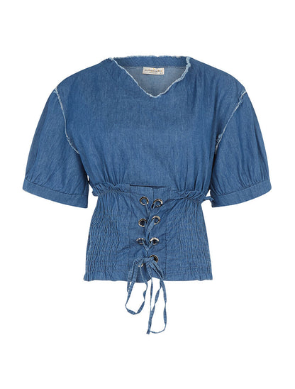 Top en jean corsage - denim - 4