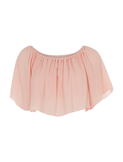 Crop-top volant en mousseline - rose - 1