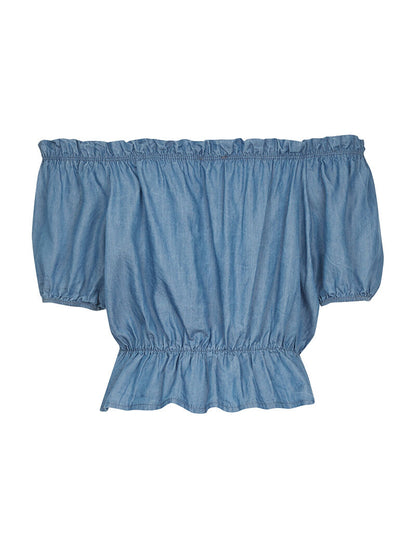 Blouse élastiquée - denim - 1