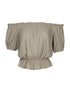 Blouse élastiquée unie - kaki - 1