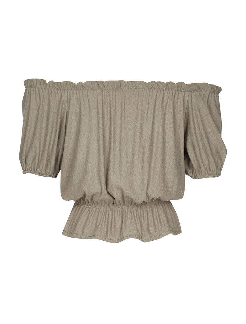 Blouse élastiquée unie - kaki - 2