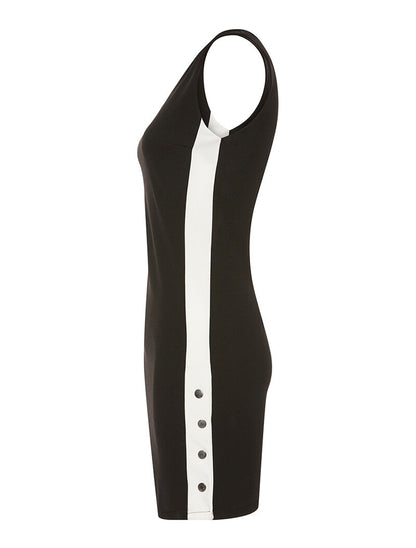 Robe ligne contrastée à boutons - noir/blanc - 3