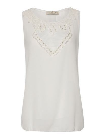 Débardeur plastron perlé - blanc - 3