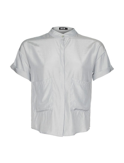 Chemisier col rond - bleu - 1