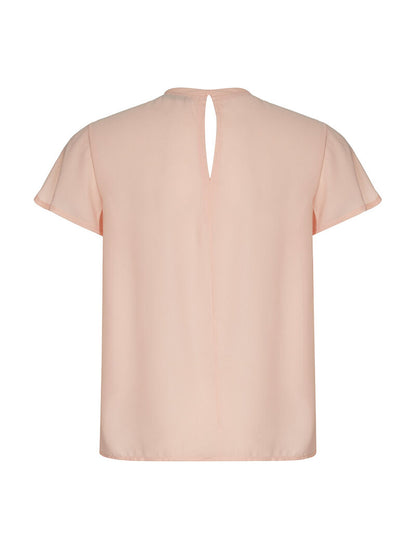 Top voile plastron dentelle - rose - 2