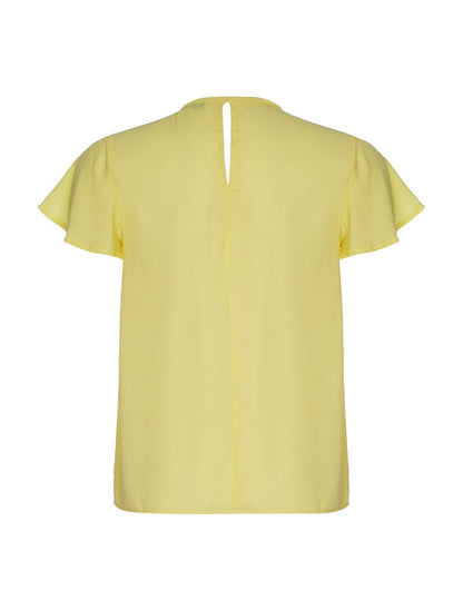 Top voile plastron dentelle - jaune - 2