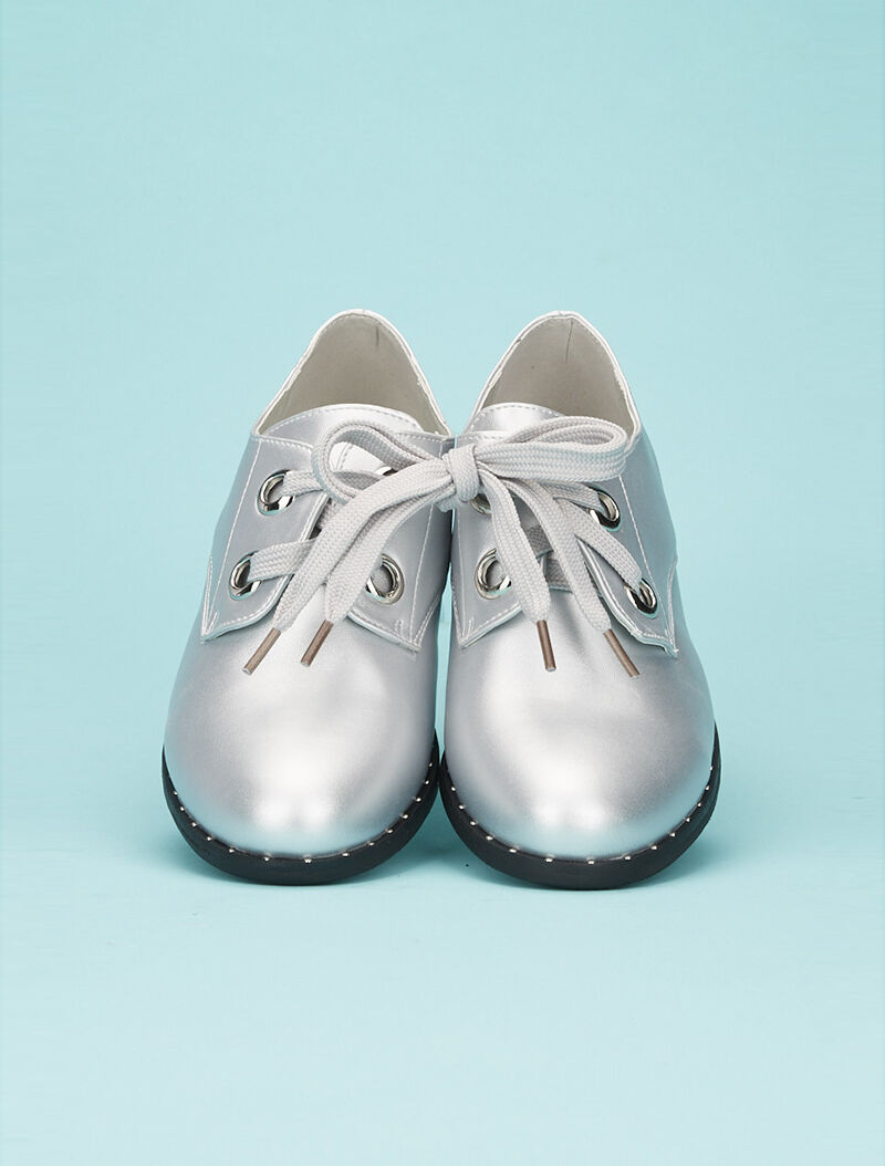 Derbies unies à oeillets - argent - 6