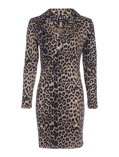 Robe léopard buste cache-coeur - beige - 7