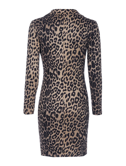 Robe léopard buste cache-coeur - beige - 2