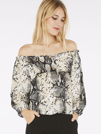 Blouse imprimée serpent - noir - 2