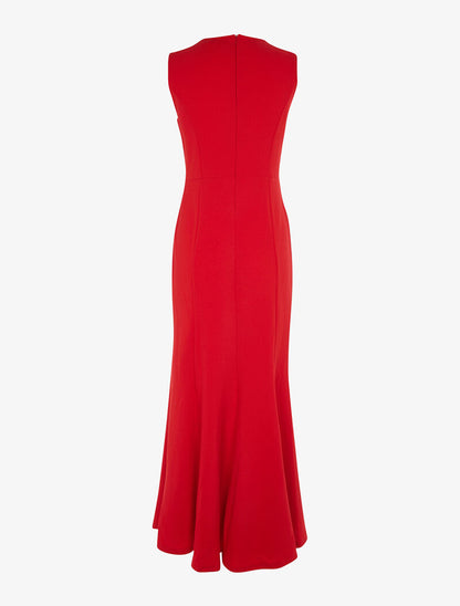 Robe longue buste dentelle - rouge - 2