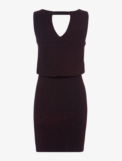 Robe pailletée buste bouffant - bordeaux - 3