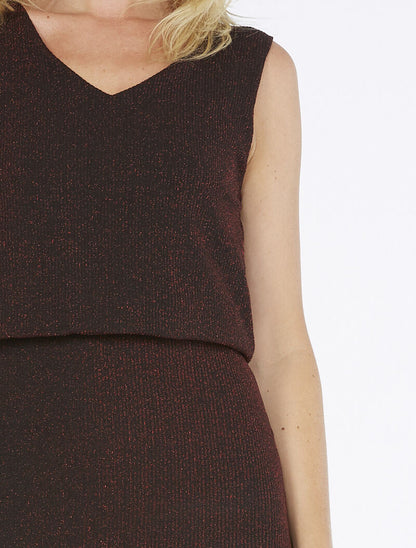Robe pailletée buste bouffant - bordeaux - 6