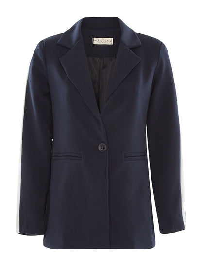 Blazer manches contrastées - marine - 8