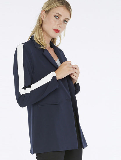 Blazer manches contrastées - marine - 6