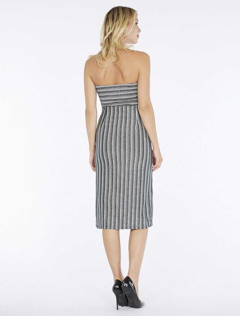 Robe rayures irisées buste à nouer - noir - 3