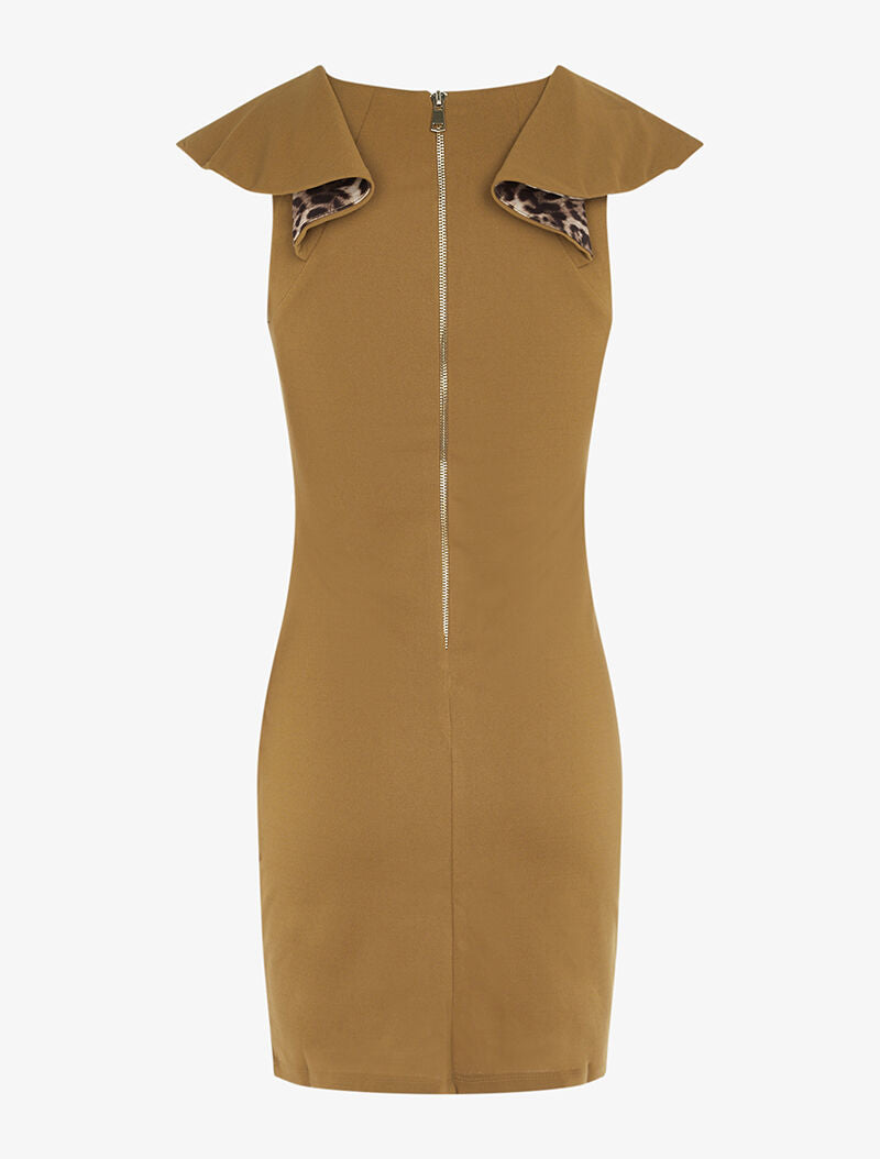 Robe à volants léopard - moutarde - 2