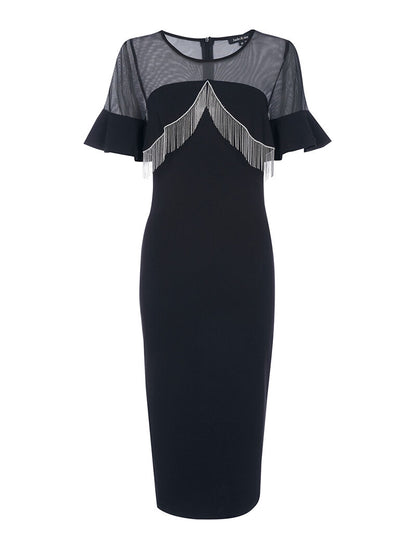 Robe à frange argentée - noir - 2