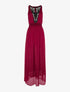 Robe longue plastron bijoux - bordeaux - 1