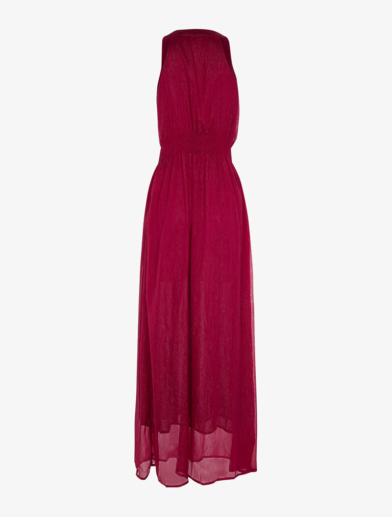 Robe longue plastron bijoux - bordeaux - 2