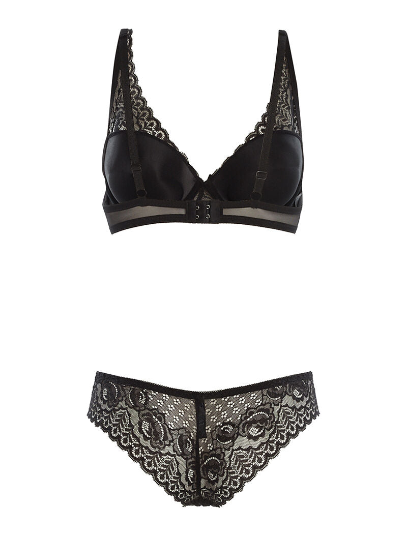Ensemble SG et culotte en dentelle fine - noir - 2