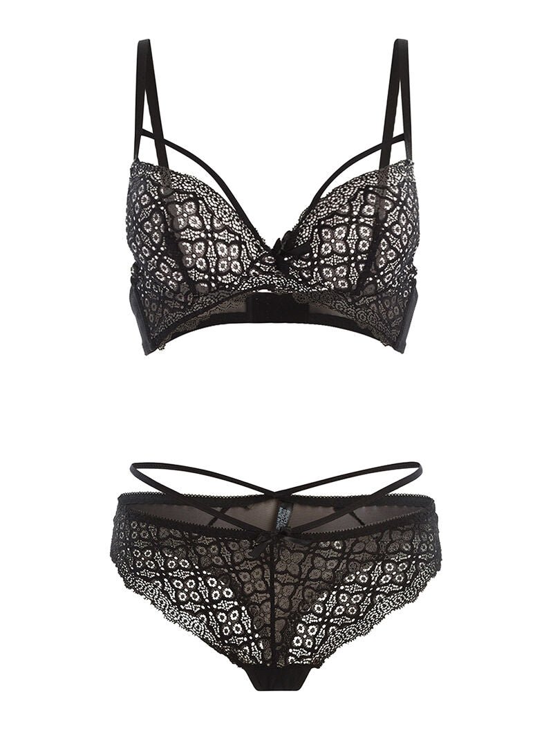 Ensemble SG et string poitrine lace - noir - 1