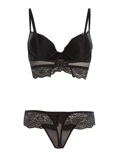Ensemble SG et string à bord dentelle - noir - 2