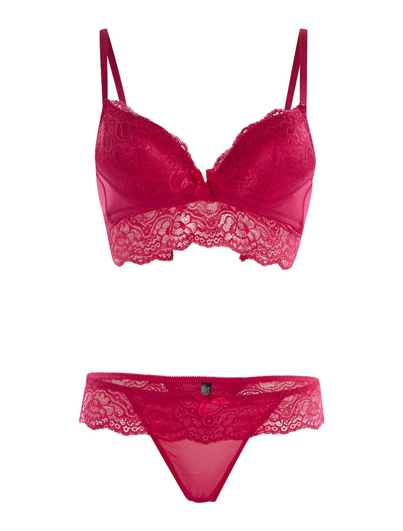 Ensemble SG et string à bord dentelle - rouge - 3