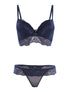 Ensemble SG et string à bord dentelle - marine - 1