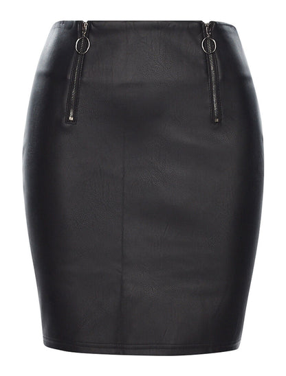 Jupe simili zips à l&