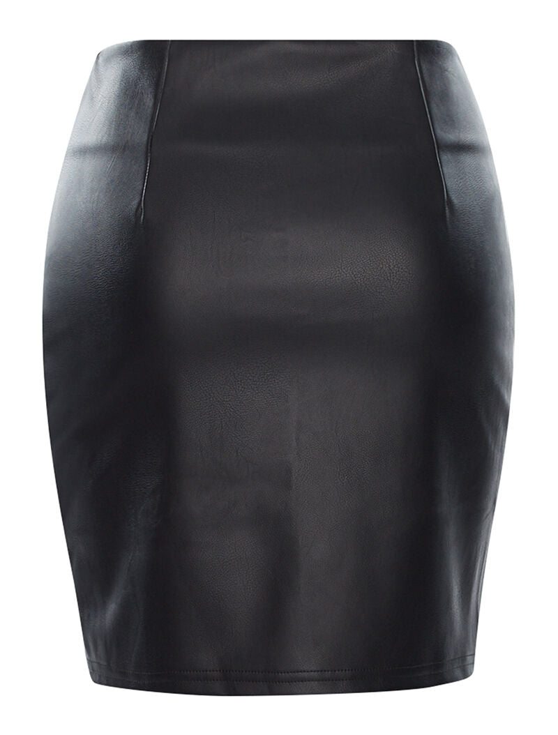 Jupe simili zips à l&