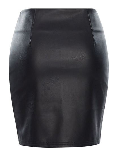 Jupe simili zips à l&