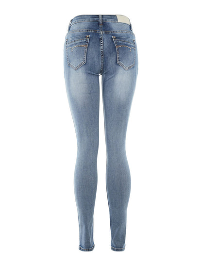 Jean classic bleached poche strass slim - bleu - 2