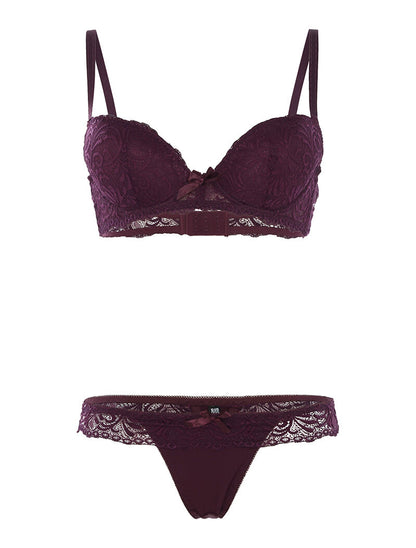 Ensemble SG et string à dentelle - violet - 1
