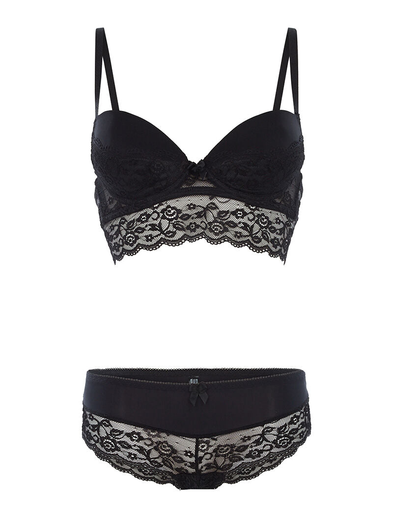 Ensemble SG et culotte dentelle - noir - 1