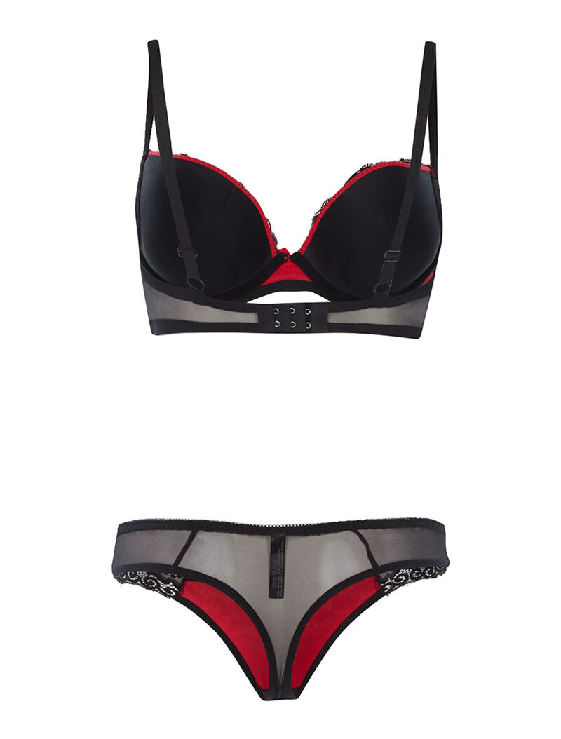 Ensemble SG et string liseré contrasté - noir/rouge - 2