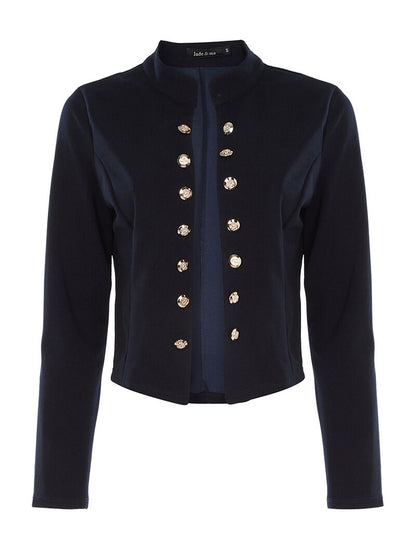 Veste basic boutons dorés - marine - 3