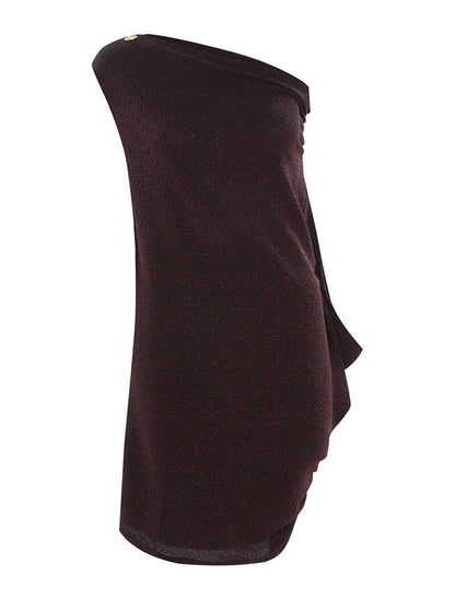 Robe pailletée asymétrique - rouge - 1