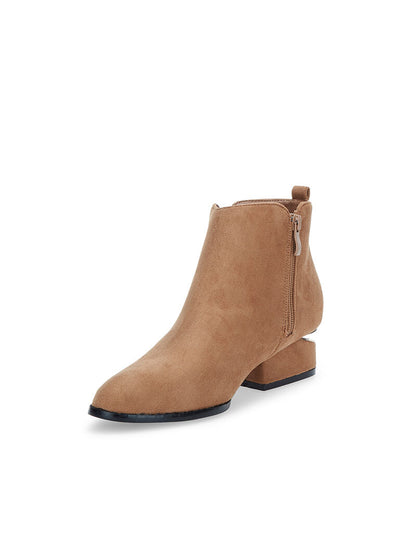 Bottines avec talon à découpe - camel - 3