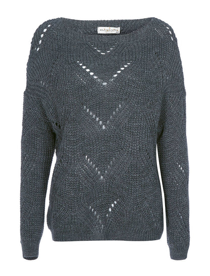 Pull court effet tricot - gris foncé - 1